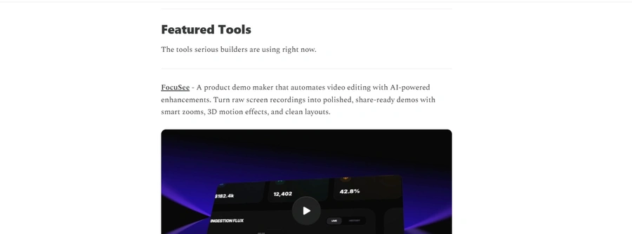 Tool Listing/Month preview