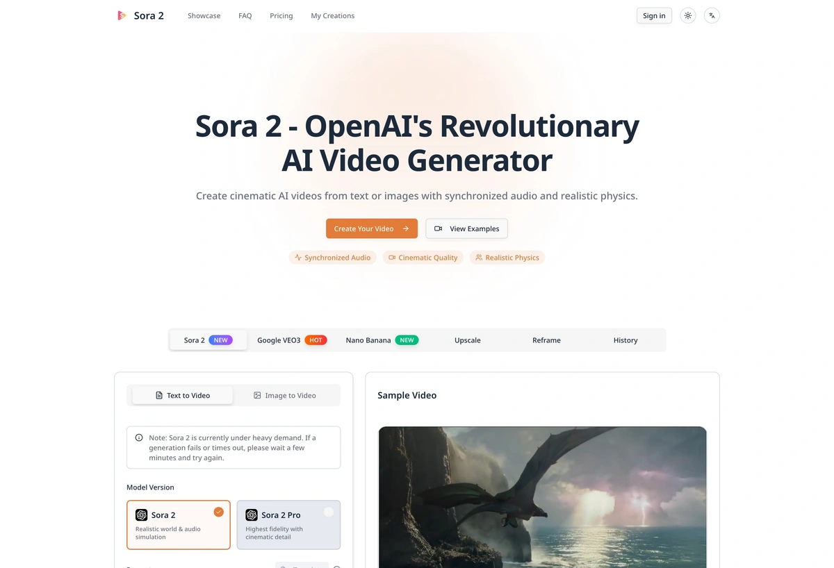 Sora 2 AI | Next-Gen Video Generator screenshot