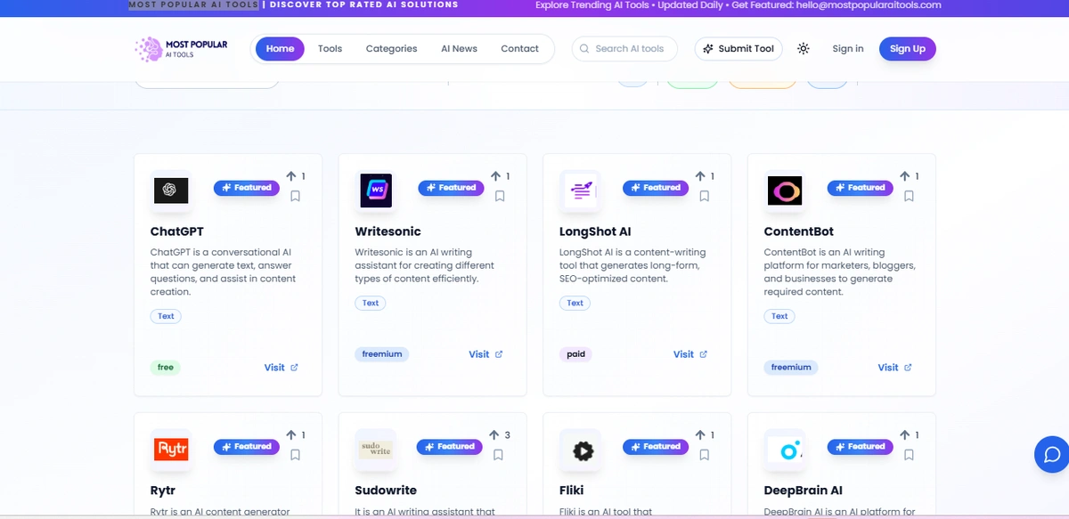 Most Popular AI Tools screenshot