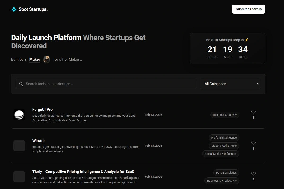 Spot Startups screenshot
