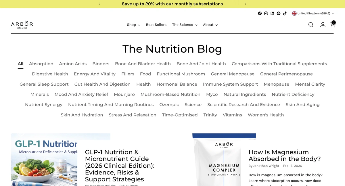 Arbor Vitamins | Nutrition Blog screenshot