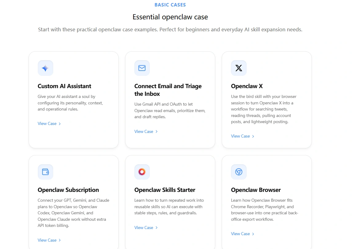 Openclaw Cases screenshot
