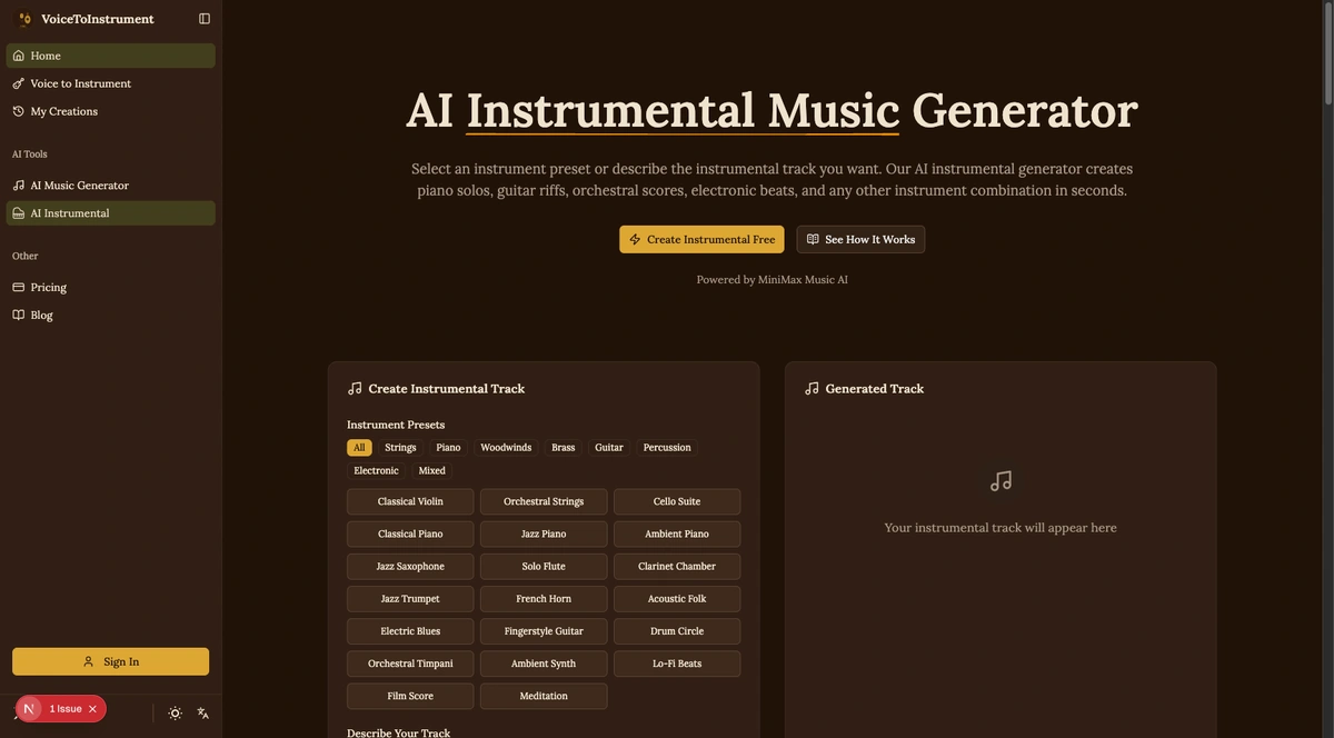 Voice to Instrument screenshot