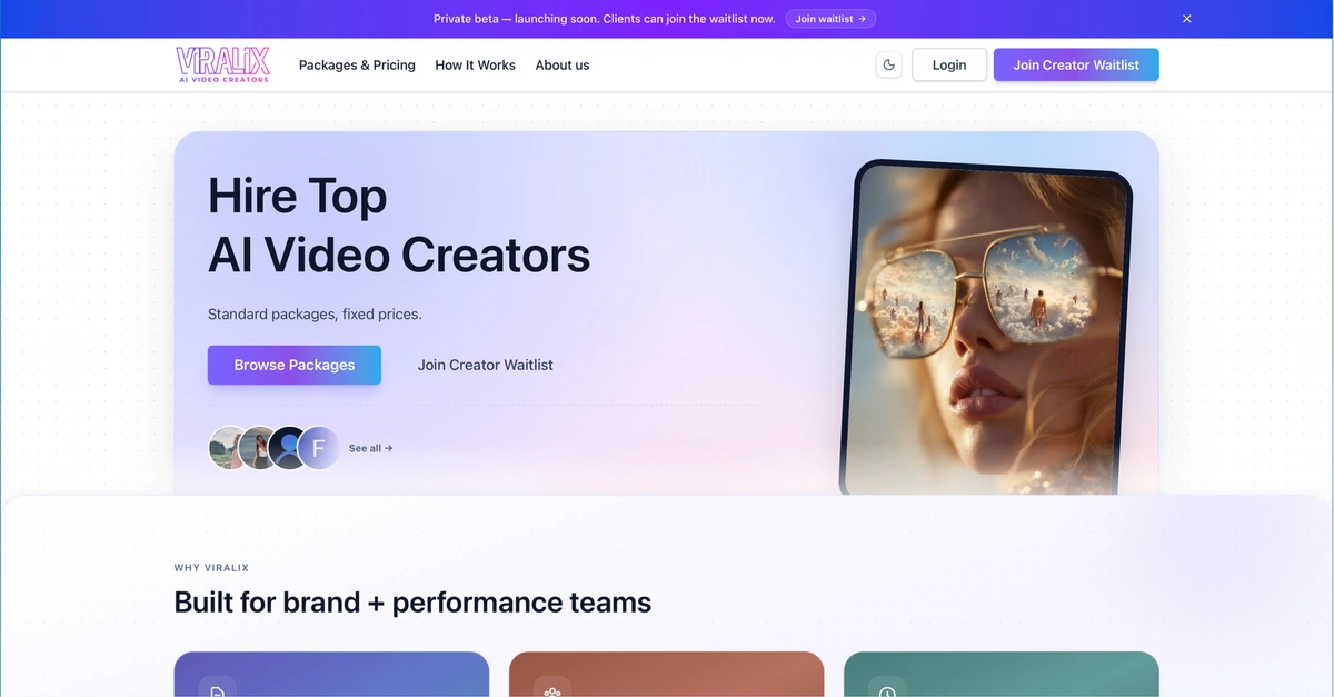 Viralix - AI Video Creators Marketplace screenshot