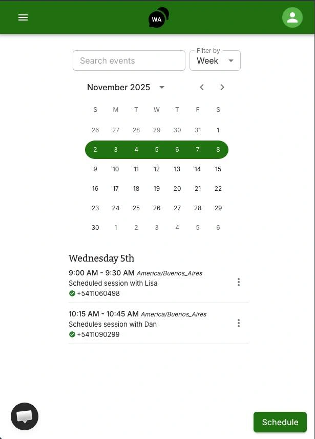 WA Reminders screenshot