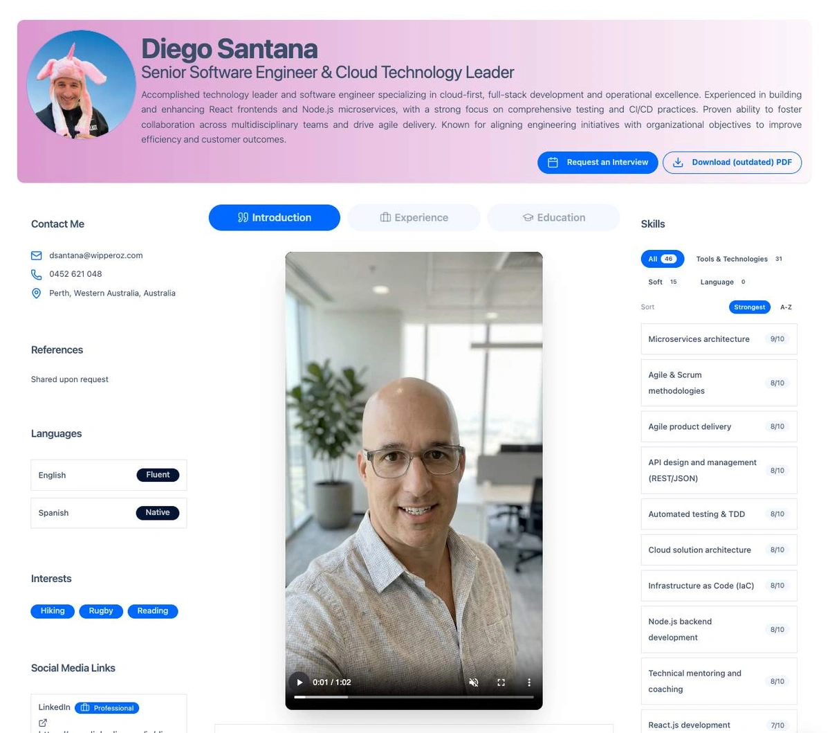 Virtual CV screenshot