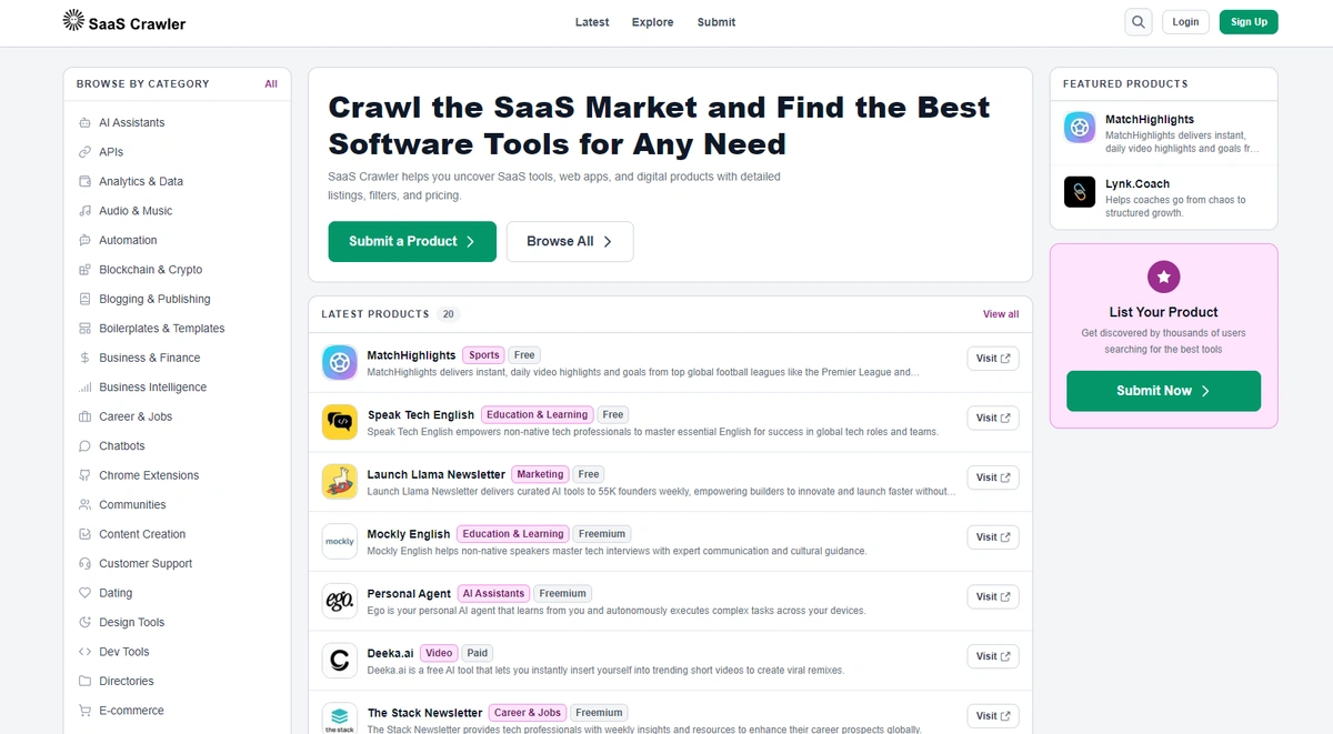 SaaS Crawler screenshot