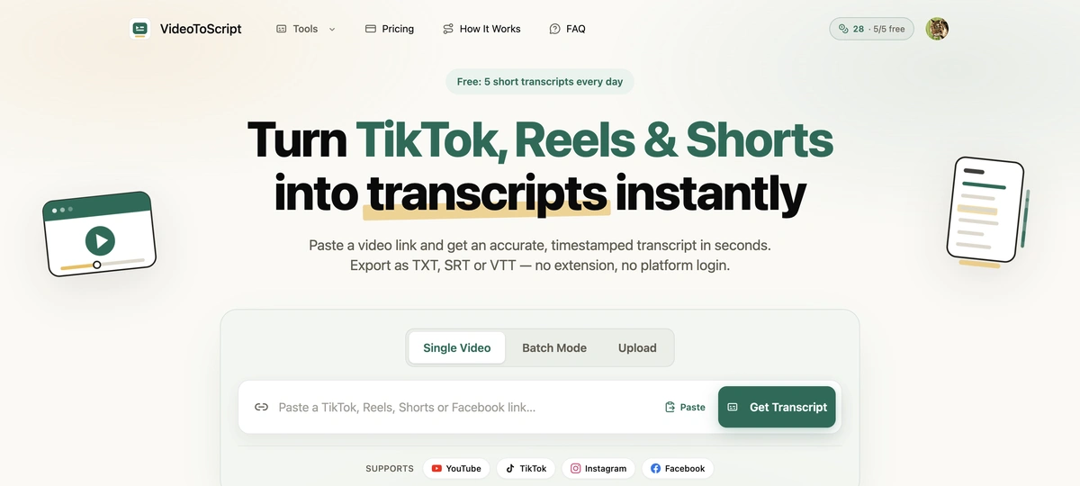 VideoToScript screenshot