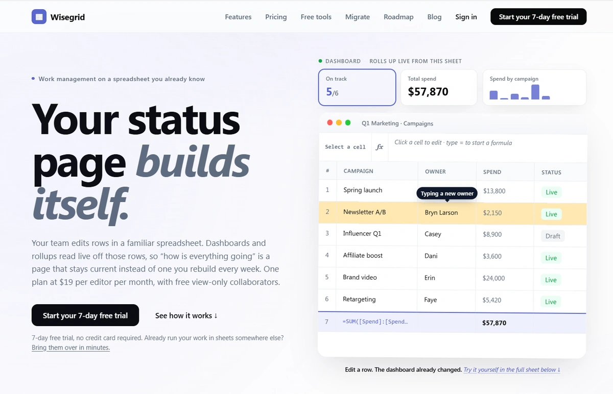 Wisegrid screenshot