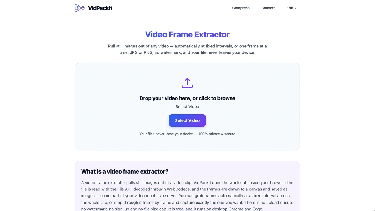 Vidpackit screenshot