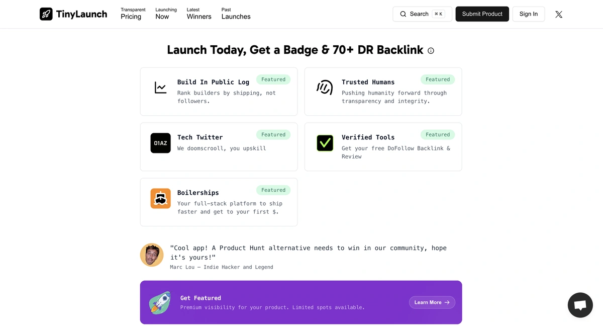 TinyLaunch screenshot