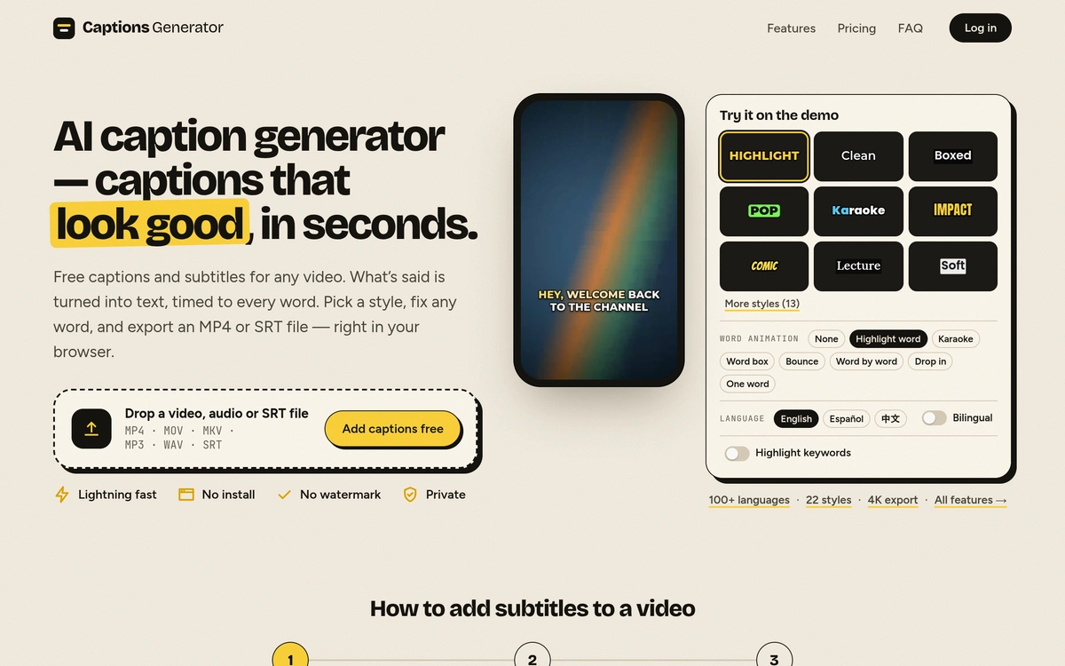 Captions Generator screenshot