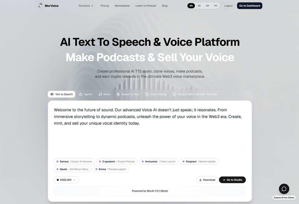 MorVoice - AI Voice Generation Platform screenshot